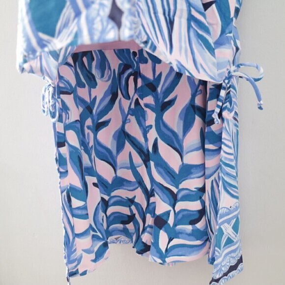 NWT Lilly Pulitzer Donna Engineered Romper Size 16 Blue Pink Tropics Tint Print - Picture 8 of 11
